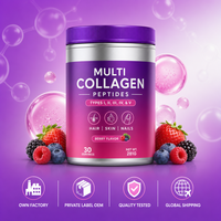 Poudre de peptides de collagène multi-sources saveur baies pour adultes – Soutien des cheveux, de la peau, des ongles et des articulations – Suppléments de collagène hydrolysé pour l'éclat de la peau