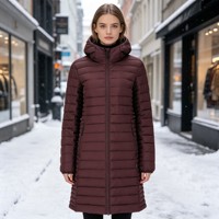 Veste longue matelassée isolante pour femme, respirante, coupe-vent, à capuche zippée, idéale pour le printemps et l'hiver