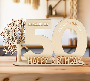 DAMAI - Adorno de Mesa con Número de Edad en Madera con Luces LED Cálidas, Regalo de Cumpleaños Creativo y Personalizado para Edades del 18 al 100 - Product Image 6