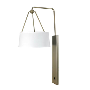 Lampada da Parete Singola per Hotel, Montaggio a Muro, <span class=keywords><strong>Braccio</strong></span> Orientabile Regolabile, <span class=keywords><strong>Applique</strong></span> <span class=keywords><strong>con</strong></span> Paralume in Tessuto a Tamburo - Product Image 4