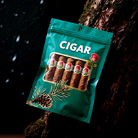 Sacs d'emballage personnalisés en aluminium avec fermeture éclair pour cigares, sacs d'emballage pour cigares humidifiés, sacs d'emballage vides pour 4 à 6 cigares avec fenêtre, enveloppes pour cigares