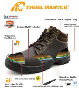 <span class=keywords><strong>Zapatos</strong></span> de seguridad industrial para hombre Protección Laboral forro de cuero placa media de acero con punta de acero antideslizante aceite marrón oscuro a Chile - Product Image 6