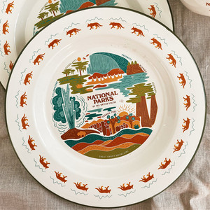 Platos redondos impresos con logotipo personalizado, 20cm, 24cm, 26cm, vajilla de cocina, lavavajillas, seguridad, esmalte, Vintage, amarillo mostaza, platos para Cena - Product Image 4