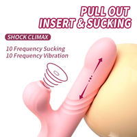 Vibrador Telescópico de Doble Acción con Succión para Mujeres, 2 en 1, Dildo Giratorio Automático para Punto G, Recargable, Juguetes para Adultos
