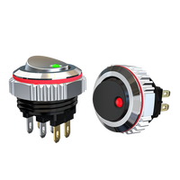 Interrupteur à bascule LANBOO, mini-interrupteur à bascule 7 A, 4 broches, argent, noir, vert + connecteur avec LED, 220 V, chromé, 16 mm, pour panneau.