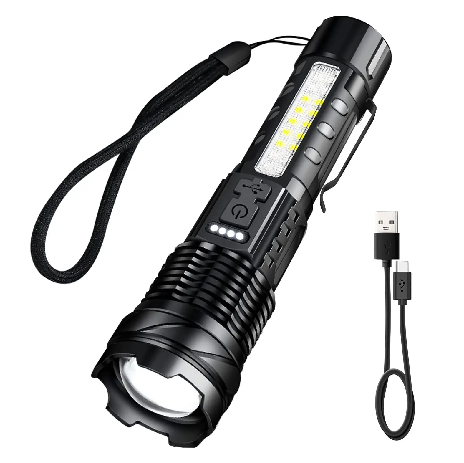 Torche LED Zoomable Torches Led Super Bright Flashlight Cadeaux pour Hommes Papa Enfants 2000 Lumens 10 Industrial Rechargeable Battery 90