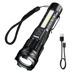 LED Torch Zoomable Torches Led Super Bright Flashlight Gifts for Men Dad Kids 2000 Lumens 10 Industrial Rechargeable Battery 90