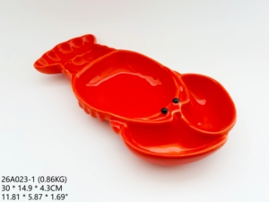 Assiette en céramique en forme <span class=keywords><strong>de</strong></span> <span class=keywords><strong>homard</strong></span> rouge, <span class=keywords><strong>plateau</strong></span> <span class=keywords><strong>de</strong></span> service pour <span class=keywords><strong>fruits</strong></span> <span class=keywords><strong>de</strong></span> <span class=keywords><strong>mer</strong></span>, <span class=keywords><strong>plateau</strong></span> à collation à 2 compartiments, vaisselle pour restaurant et fête - Product Image 2