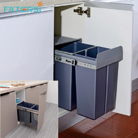 Poubelle coulissante sous évier 30L noire à fermeture douce, amovible pour îlot de cuisine, meuble bas et garde-manger