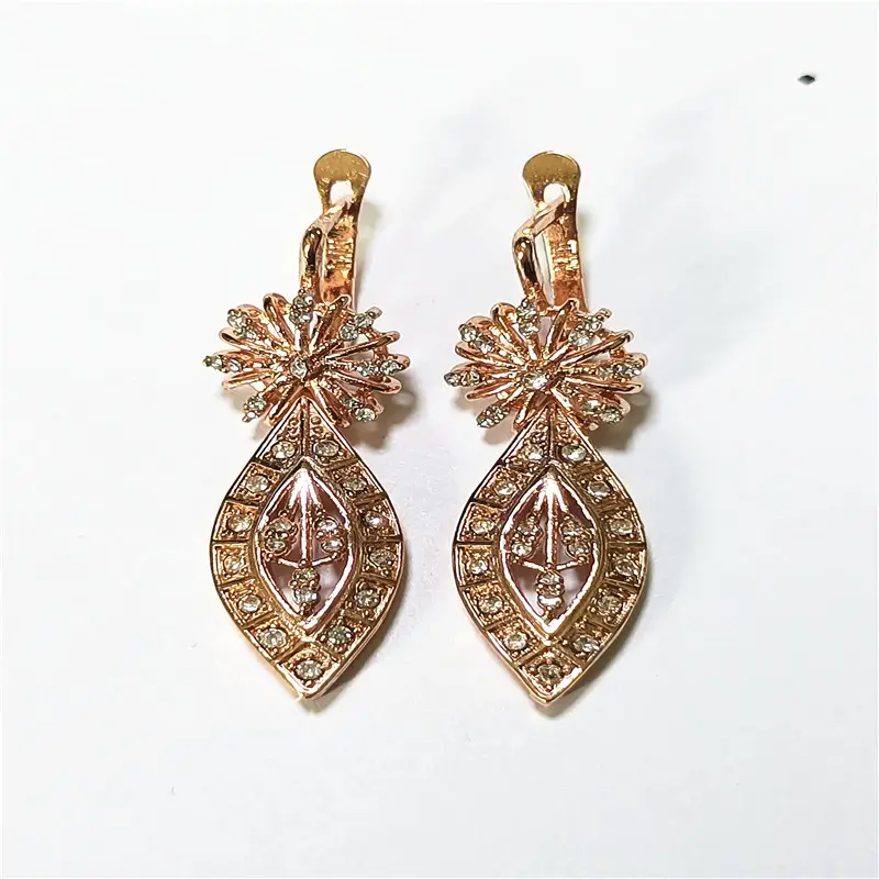 Wholesale fashion bee crystal drop dangle earrings hoop earings for women 18 k gold plated earrings manufacturer