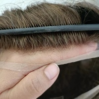 Vente en gros cheveux humains indiens postiche homme en dentelle allemande de couleur marron clair