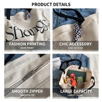 Nouvel Arrivage Sac Fourre-tout en Toile pour Femme Grande Capacité Sac à Bandoulière Imprimé Lettres Sac de Shopping Décontracté Vente en Gros OEM ODM