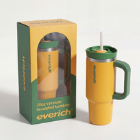 Everich ODM 30oz Tumbler dengan Pegangan, Kapasitas Besar, Tutup Sedotan Anti Bocor, Botol Air Stainless Steel, Mug Perjalanan, Bebas BPA