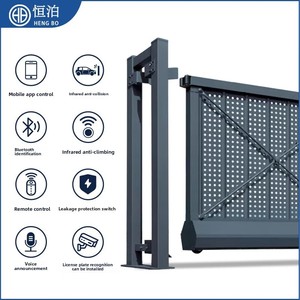 Puerta Corredera Inteligente Automática Telescópica Seccional Lineal Eléctrica Suspendida de Aleación de Aluminio de Estilo Minimalista Moderno Hengbo - Product Image 2