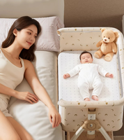 Lit bébé pliable multifonctionnel 2-en-1 en tissu peluche portable, berceau mobile, lit pour nouveau-né, peut être fixé