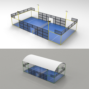 Pista de <span class=keywords><strong>Pádel</strong></span> Exterior Clásica Panorámica Impermeable de Acero Galvanizado con Césped Artificial Verde y Vidrio Templado Resistente al Viento - Product Image 2