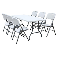 Mesa Plegable de HDPE de 6 pies para Exteriores, Resistente, para Picnic, Camping, Sala de Estar y Uso en Hoteles, Venta al Por Mayor