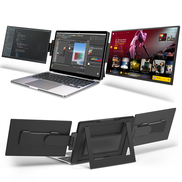 Innovative 14 Inch 1080p 1200P 2.5k IPS Panel Foldable Smart Case Included Dual Portable Monitor for Mobile Office Entertainment