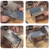 Mini poêle de camping pliable en acier inoxydable pour l'extérieur Poêle à bois portable pour le camping