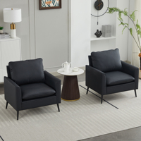 TS Katzenpfoten-Ledersofa 2-teilig Schwarz, Nordischer Retro-Luxus Wohnzimmer Balkon Schlafzimmer Einzelner Casual-Sessel