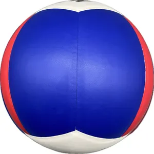 Personalizzato di fabbrica bianco giallo blu colorato stampa Logo formato 5 pallavolo per l'allenamento in microfibra Pu + Soft Touch Beach volley di