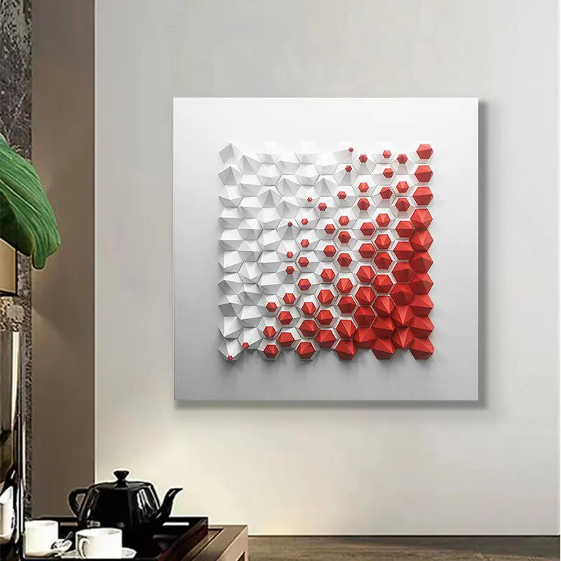 JZ Modern Geometric Mixed Media Artwork Wood Carving Wall Art 3D Grande Pintura Decorações De Parede Para Casa De Luxo