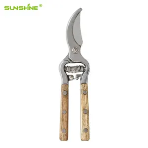 SUNSHINE özel logo yüksek qualitywood kesme kavisli bıçak paslanmaz çelik bahçe şube makas ağaç makası ahşap saplı