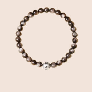 Perle di Cristallo Naturale Fatte a Mano in Oro e Argento Sterling con Motto a Sei Caratteri, Pietra Nera Scintillante, Benefici per Dipendenti - Product Image 5