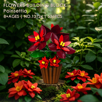 MJI 13124 Blok Koleksi Kreatif Kustom Model Bunga Poinsettia MOC Mainan Blok Edukatif untuk Anak-anak Set Perakitan Bangunan