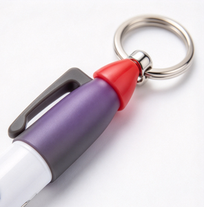 Marcador con forma de bolígrafo con logotipo personalizado, clip para llavero, marcador de plástico ligero con anillo metálico para regalos corporativos. - Product Image 2