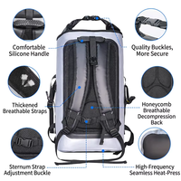 Sac à dos unisexe imperméable 32L en PVC avec cadre interne, ceinture à coussin d'air et poignée souple pour l'escalade, le camping et le rafting