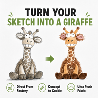 Peluche girafe personnalisée en coton PP et polyester, brodée, tissu super doux, anti-stress, fabrication directe, OEM ODM