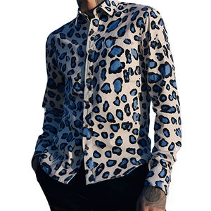 Rnshanger Nieuwe Heren Lange Mouw Mode Luipaard Design Jurk Shirt Herfst Streetwear Revers Party Slim Fit Shirt - Product Image 3