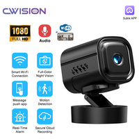 Caméra de surveillance intérieure sans fil WIFI CWISION 1080P HD, petite caméra IP pour la sécurité à domicile, surveillance des animaux de compagnie et des bébés, vision nocturne