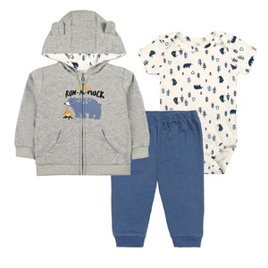 Ensemble de sweat-shirts pour bébé avec logo personnalisé, 3 pièces, imprimé animal/fleur en coton, combinaison à manches longues, 6-24 <span class=keywords><strong>mois</strong></span>, ensemble de veste d'automne - Product Image 1