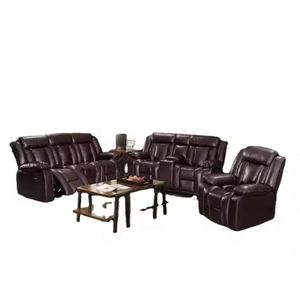 Frank Furniture Superior Quality Elegant Black Air Leather Reclining <b>Sofa</b> & Chair Set Top-Ranking <b>for</b> Living Room - Product Image 3