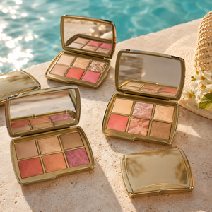 Palette visage 6 couleurs : illuminateur, <span class=keywords><strong>blush</strong></span>, contour, texture marbrée dorée, maquillage longue tenue professionnel - Product Image 4