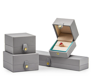 Caja de Joyería de Piel Sintética de Lujo con Botones, Diseño 2022, Elegante Caja para Anillos de Boda, Empaque de Regalo, Caja para Colección de Joyas - Product Image 2