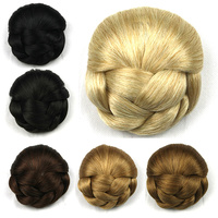 Chignon tressé élégant en cheveux synthétiques à clipser, accessoire de coiffure pour mariée