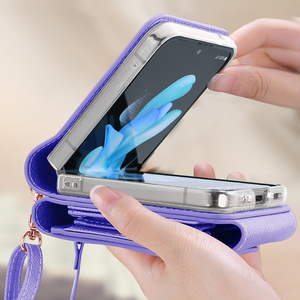 VIETAO Nouveau Design Crossbody Strap Purple Leather Wallet Phone Case pour Samsung pour Galaxy <span class=keywords><strong>Z</strong></span> <span class=keywords><strong>Flip</strong></span> <span class=keywords><strong>4</strong></span> & 3 Functional <span class=keywords><strong>Z</strong></span> <span class=keywords><strong>Flip</strong></span> <span class=keywords><strong>4</strong></span> Case - Product Image 2