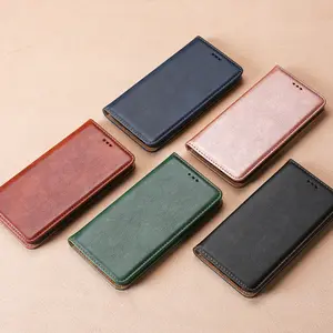 Casing ponsel dompet Flip kulit PU polos, casing ponsel magnetik kulit PU tahan guncangan untuk Samsung Galaxy S24 Plus