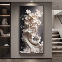 Grand décor mural 3D abstrait blanc vague créative pour couloir porche entrée lumière luxe diamant cristal porcelaine peinture
