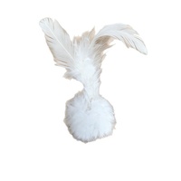 Jouet pour chat : balles pompons douces et légères, interactive, avec queue en fourrure de lapin, tendance
