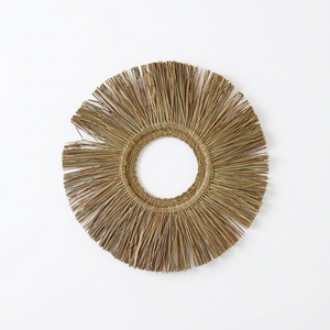 Décoration murale Art Déco naturelle en herbe séchée avec ornements en coquillages, faite à la main, pour anniversaire et décoration intérieure - Product Image 1