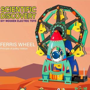 Jouet de grande roue en <span class=keywords><strong>bois</strong></span> électrique 29 pièces kit de construction <span class=keywords><strong>3D</strong></span> puzzle <span class=keywords><strong>bois</strong></span> assembler modèle de jouet pour enfants ensemble de découverte scientifique - Product Image 2