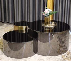 Vendite calde Creative in vetro Top tavolino da caffè lucido oro opaco struttura in acciaio inox legno centro in marmo tre dimensioni disponibili - Product Image 5