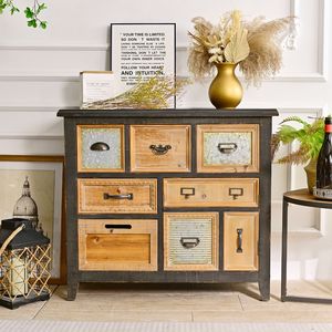 Armoire de salon INNOVA Home, durable, en bois vintage, avec plusieurs tiroirs, design d'accentuation, avec poignée pour la salle à manger - Product Image 1
