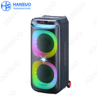 Kualitas Terbaik Dual 8 Inch RGB lampu LED portabel Studio Karaoke speaker Subwoofer USB Radio FM untuk penggunaan luar ruangan