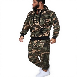 <b>Mens</b> Camouflage Tracksuit Wholesale Full Zip Hoodie and <b>Jogger</b> Pants Activewear Set Custom OEM ODM <b>Gym</b> Sports Clothing - Product Image 2