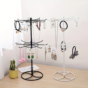Keychain Holder Display <b>Stand</b> Rack Black Metal Jewelry Organizer Tower Necklace <b>Tree</b> Bracelet Display <b>Stand</b> W/Hairclip Holder - Product Image 5